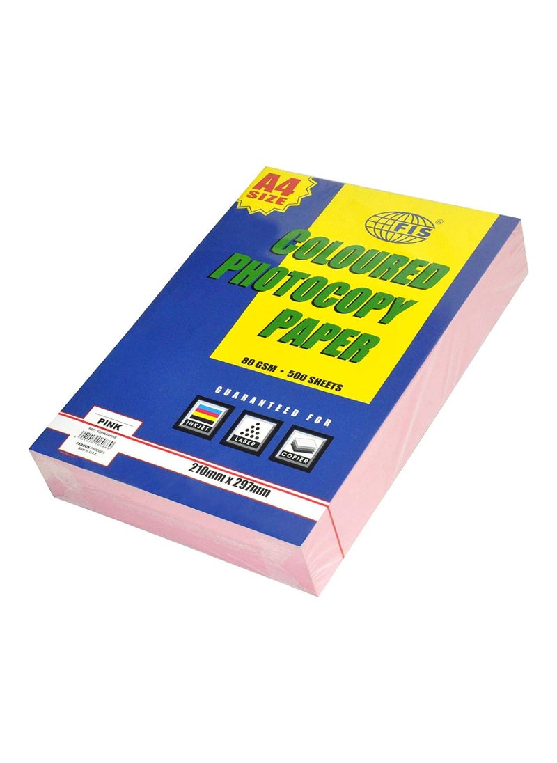 FIS FIS Pastel Color Photocopy Paper, 500 Sheets, 80 gsm, Pastel Pink Color, A4 Size - FSPWA4PINE 