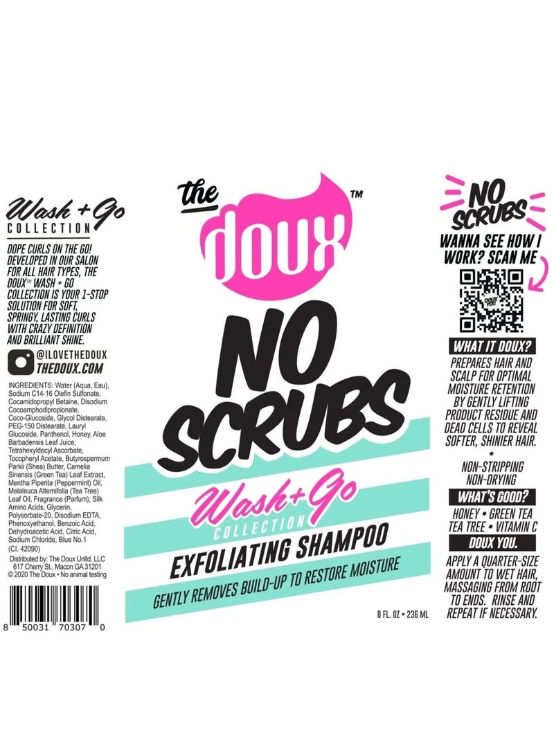 THE DOUX No scrubs Exfoliating Shampoo wash + go Collection | Clarifying & Moisture-Restoring Scalp Cleanser for Build-Up Removal | Sulfate-Free Deep Cleansing Shampoo for Natural Curly Hair - Image 4