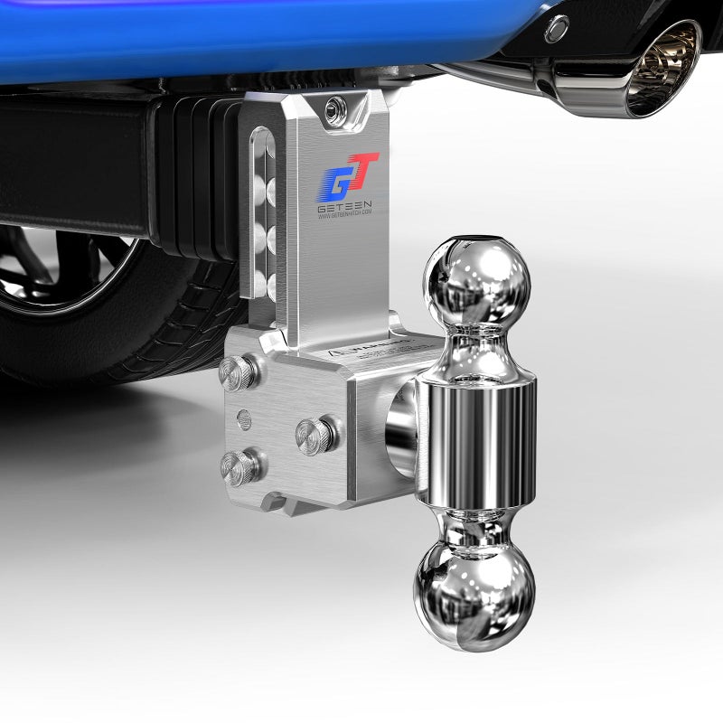 Geteen Adjustable Trailer Hitch Ball Mount - Fits 2.5" Receiver, Dual Ball 2" x 2-5/16"(15,000 GTW), 5" Drop & Rise Heavy Duty Aluminum Tow Hitch with 4 Anti-Rattle Gasket & 1 Locking Hitch Pin - Image 1