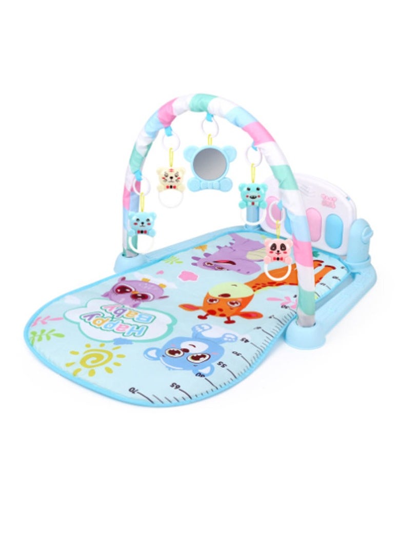 A mat with a piano and colourful hanging toys in different shapes and sizes that attract the child's attention and help develop their cognitive and visual abilities.  - Image 2