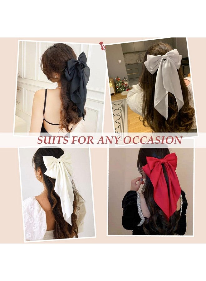 FDBJulyy Hair Bows for Women & Girls: Big Bow Clips with Ribbons - Bow-Knot Clips for Thick & Thin Hair, Nonslip Claw Clips, 5 PCS - Image 3