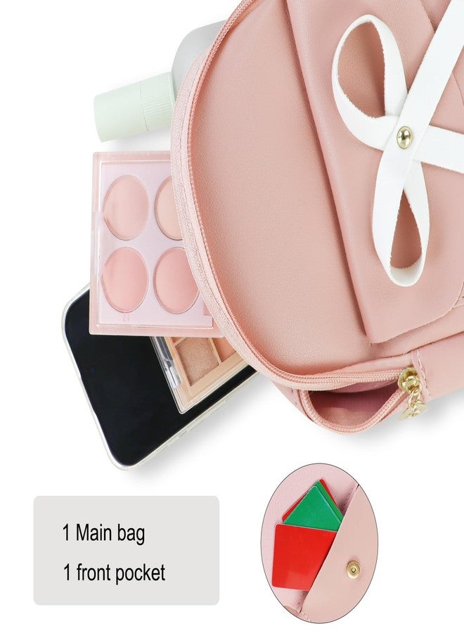 Feelorna Mini Backpack for Women, PU Leather Small Backpack Cute Mini Daypack Shoulder Bag with Adjustable Shoulder Strap (Pink) - Image 4