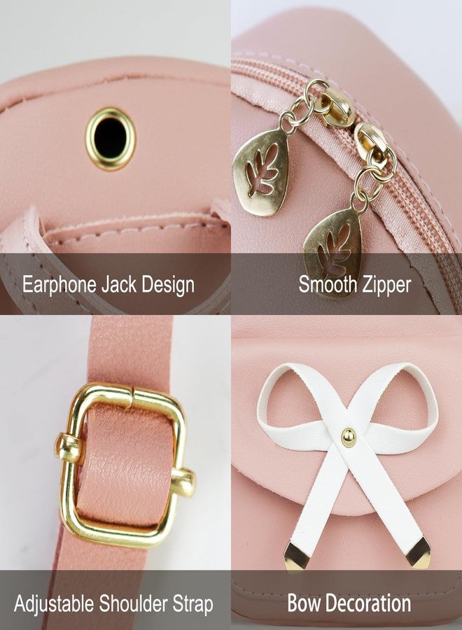 Feelorna Mini Backpack for Women, PU Leather Small Backpack Cute Mini Daypack Shoulder Bag with Adjustable Shoulder Strap (Pink) - Image 3