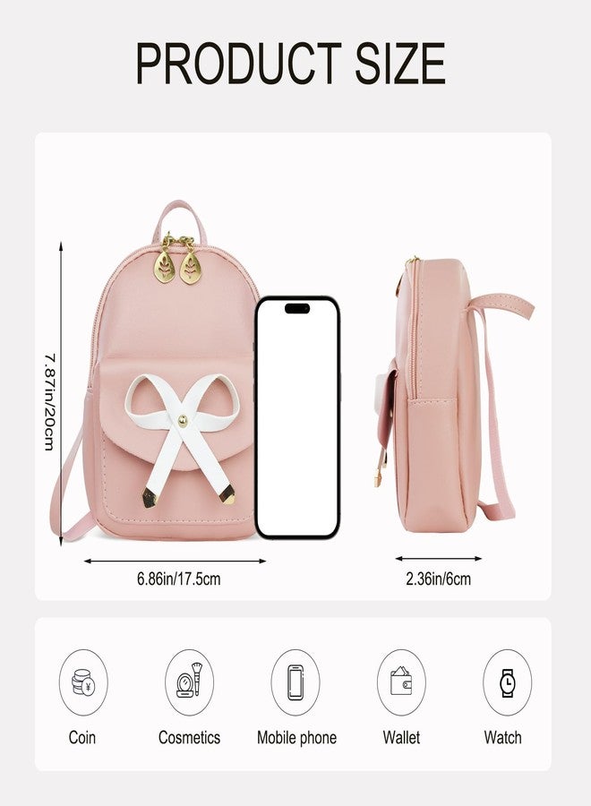 Feelorna Mini Backpack for Women, PU Leather Small Backpack Cute Mini Daypack Shoulder Bag with Adjustable Shoulder Strap (Pink) - Image 2
