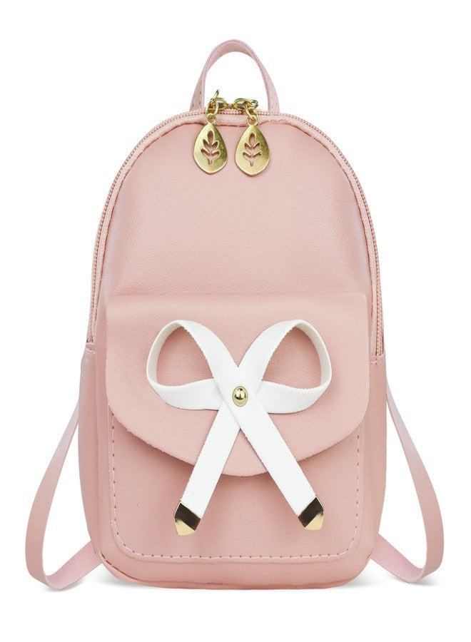 Feelorna Mini Backpack for Women, PU Leather Small Backpack Cute Mini Daypack Shoulder Bag with Adjustable Shoulder Strap (Pink) - Image 1