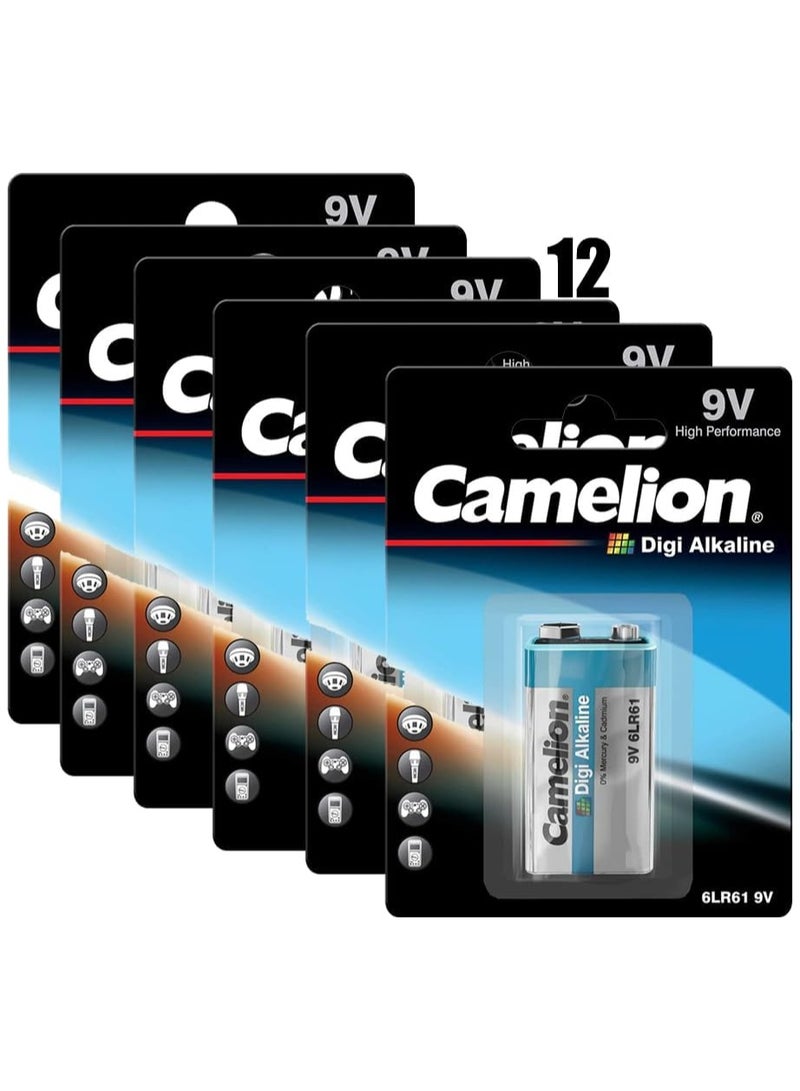 كاميليون بطارية قلوية 9 فولت، 12 عبوة - Image 1