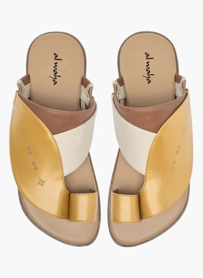 Al Waha Men Panelled Slip-On Arabic Sandals with Toe Loop