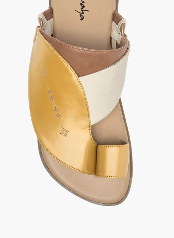 Al Waha Men Panelled Slip-On Arabic Sandals with Toe Loop