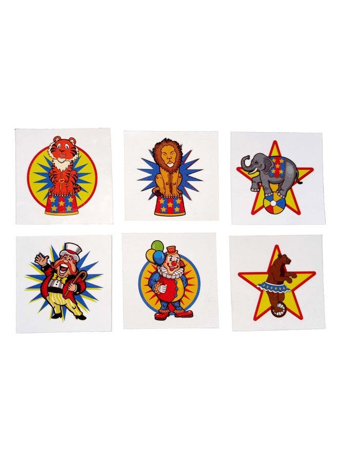 Playscene Temporary Tattoos Sticker Transfers for Children - ZOO ANIMAL Theme, BIG TOP CARNIVAL Theme, PIRATE Theme - 72 Piece Party Pack! (CARNIVAL) - Image 1