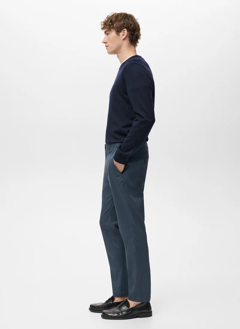 Mango Man  Prato cropped tapered chino trousers for Men | Best Price UAE