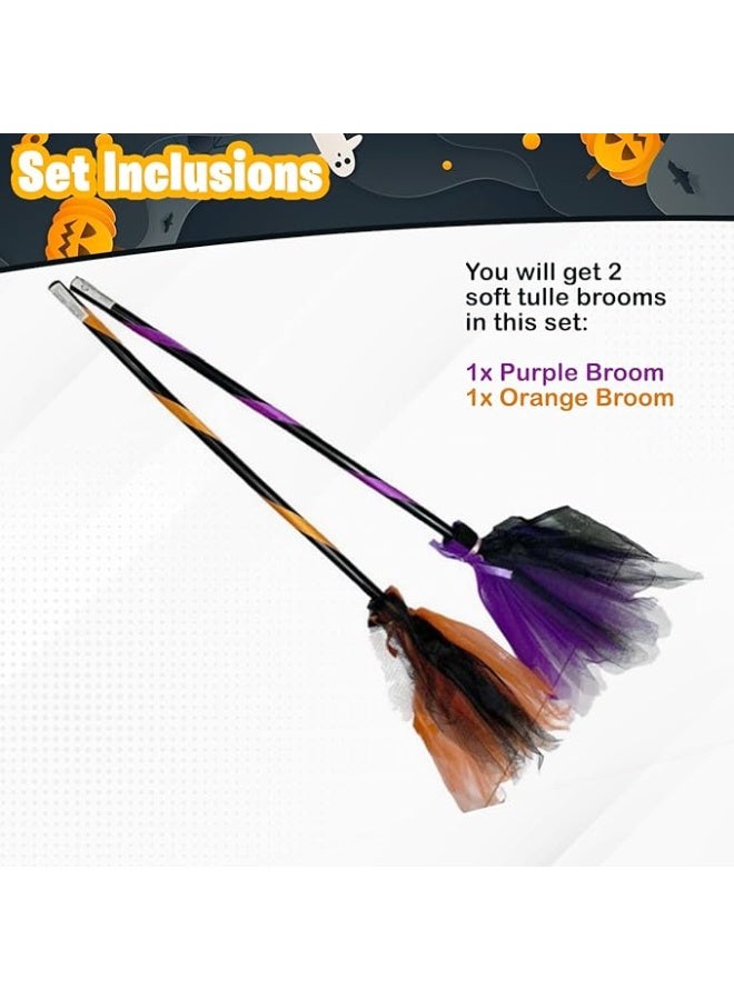 المنزل الذكي هوم سمارت مكنسة ساحرة للأطفال، مجموعة من قطعتين من عصا مكنسة الساحرة مع ألوان متنوعة، مناسبة لحفلات الهالوين أو المناسبات الخاصة - Image 3