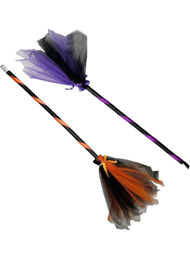 المنزل الذكي هوم سمارت مكنسة ساحرة للأطفال، مجموعة من قطعتين من عصا مكنسة الساحرة مع ألوان متنوعة، مناسبة لحفلات الهالوين أو المناسبات الخاصة - Image 2