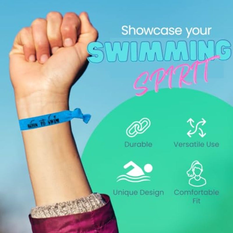 Sportybella Swimming Hair Ties, Hair Accessories For Girls, Women, Teens and.Crease Elastic Hair Ties Set, Born to Swim, Ponytail Holders for Swimmers and Swim Team, 8pcs - Image 3