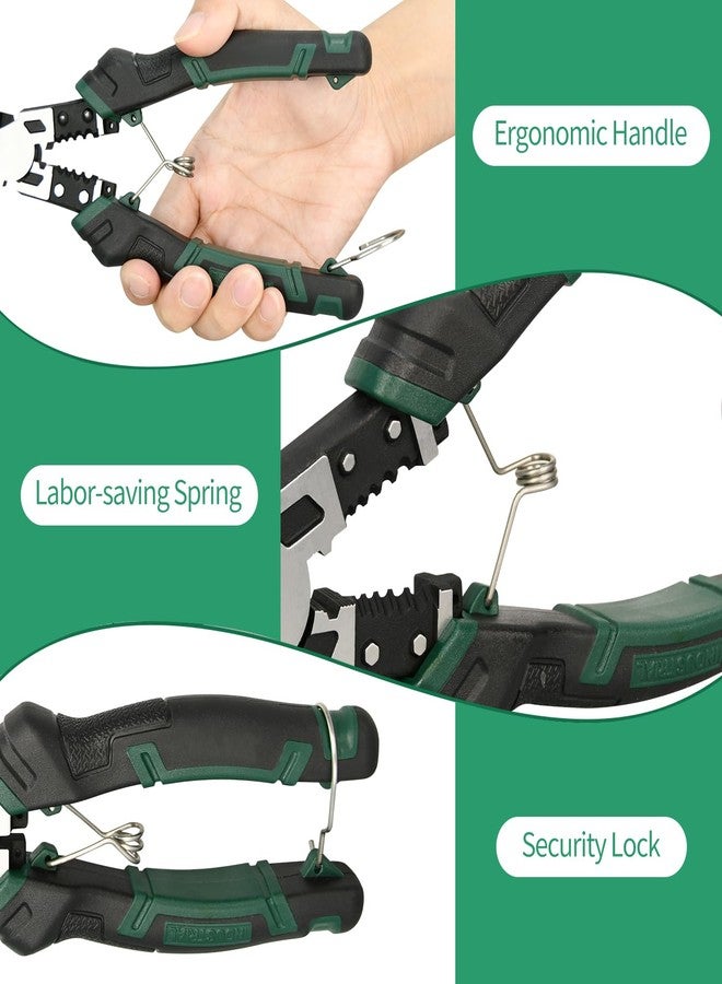 LFSEMINI 9'' Needle Nose Pliers, 6-in-1 Multifunction Long Nose Pliers, with Spring Loaded Safety Lock, for Fastening, Winding, Cutting, Stripping, Crimping, Clamping - Image 5