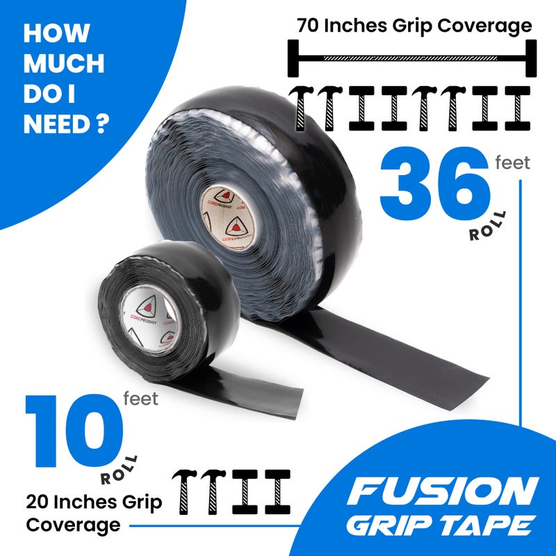 Core Prodigy Fusion Grip Tape - Silicone Rubber Wrap for Pull Up Bars, Barbells, Dumbbells, Sports and Gym Equipment, and Tools (36 Foot, Black) - Image 4