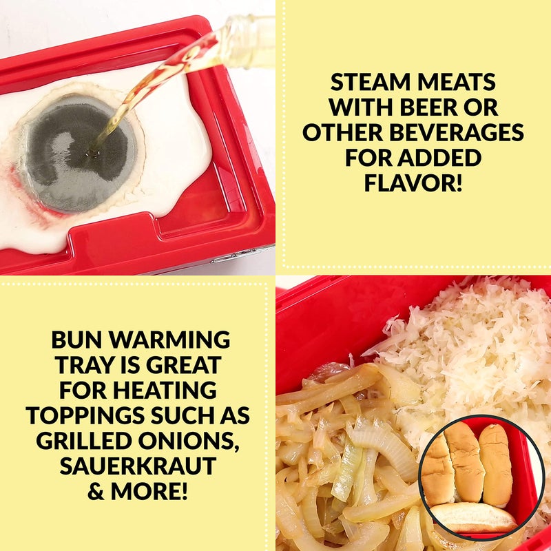 Nostalgia جهاز بخار هوت دوج كبير الحجم على طراز المطاعم من نوسطالجيا بسعة 20 هوت دوج و 6 خبز، مثالي للنقانق على الإفطار، البراوتس، الخضار، السمك - Image 4