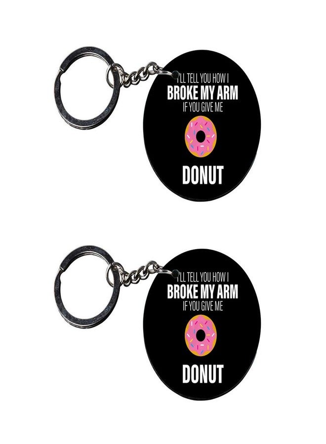 Tinywalk Set of 2 | Circle Shape Printed Wooden Keychains Donut | Circle Shape keyrings | Circle Shape Keychains| Printed keyrings - Image 2