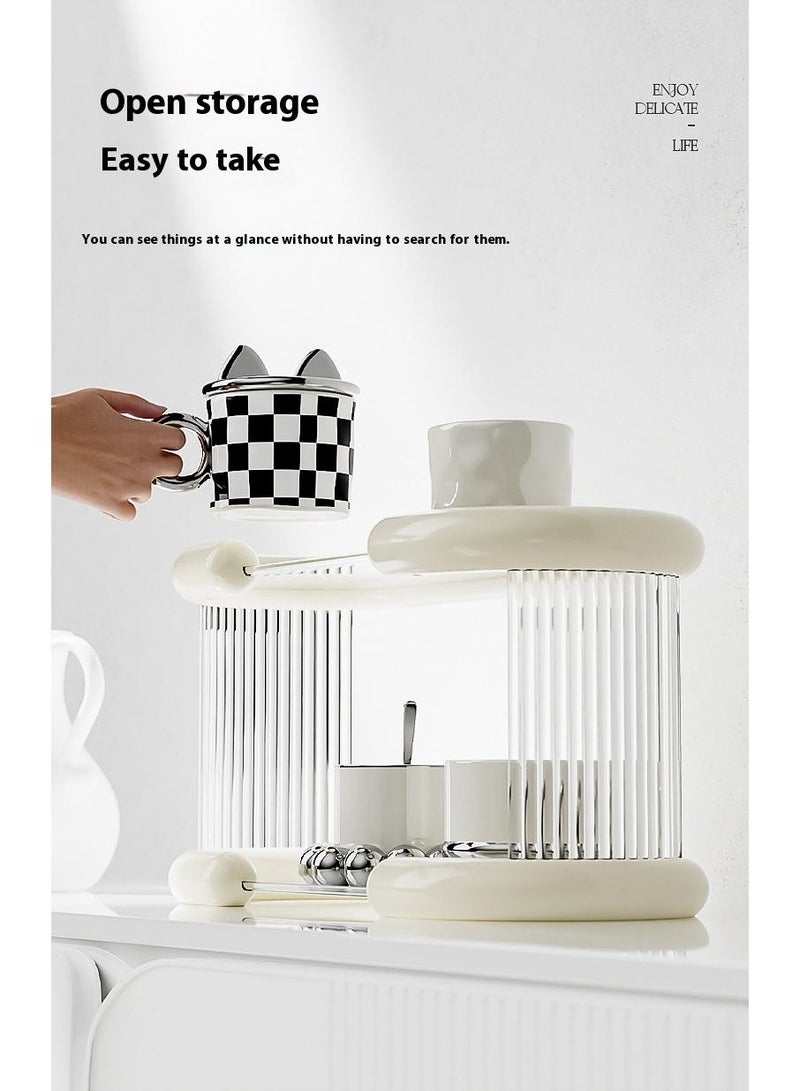 Bluejw Mug Holder Luxury Design Stackable Cup Storage Rack Transparent Cup Organizer Box Dustproof Water Bottle Organizer Kitchen Cabinet Storage Shelves for Tumblers Cups - Image 5