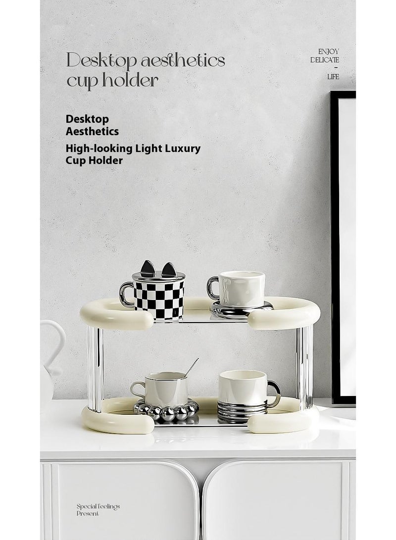 Bluejw Mug Holder Luxury Design Stackable Cup Storage Rack Transparent Cup Organizer Box Dustproof Water Bottle Organizer Kitchen Cabinet Storage Shelves for Tumblers Cups - Image 2