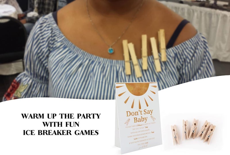 GNATV Sunshine Dont Say Baby Game 1 Sign And 50 Mini Natural Clothespins Dont Say Baby Baby Shower Game Baby Shower Decorations Baby Shower Games Gender Neutral Boho Baby Shower Game DS10 - Image 3