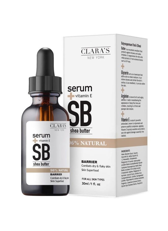 CLARA'S NEW YORK - Super Food Shea Butter Facial Serum with Vitamin E to Moisturize and Heal, for Dry and Flaky Skin, 30ml /1Fl oz - Made In USA - Image 1