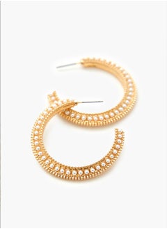 FOREVER 21 Etched Faux Pearl Hoop Earrings  - Image 4