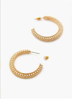 FOREVER 21 Etched Faux Pearl Hoop Earrings  - Image 2