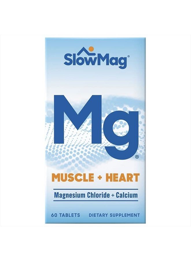 Slow-Mag SlowMag MG Muscle + Heart Magnesium Chloride with Calcium Tablets 60 Count (Pack of 2) - Image 1