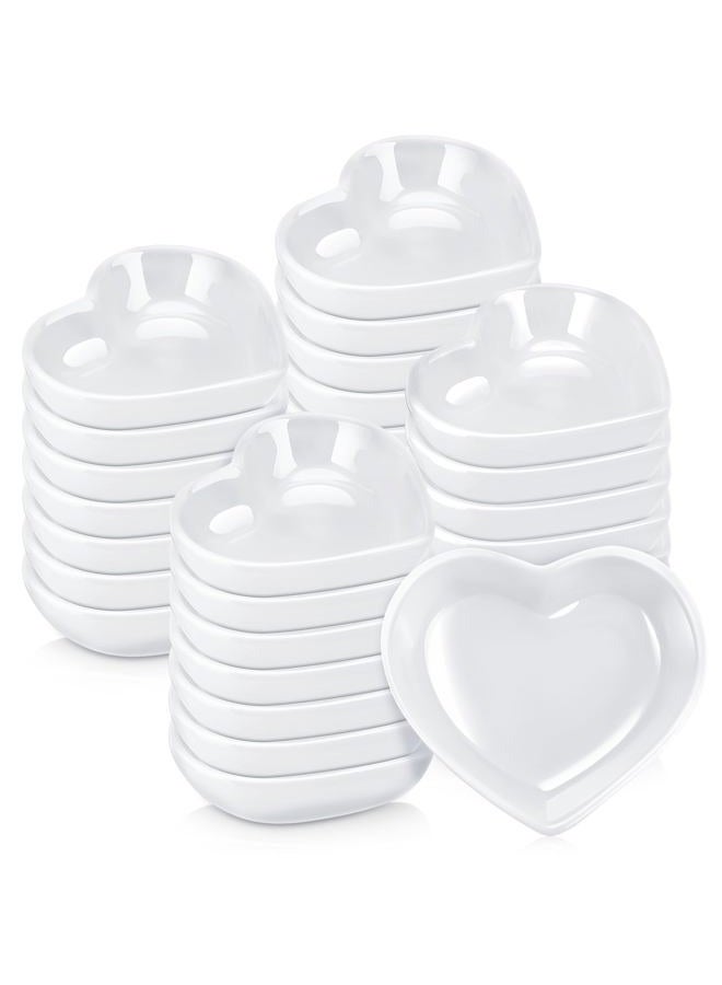 Zopeal 24 Pcs Heart Shaped Bowls Ceramic Dishes Heart Plates Multipurpose Salad Appetizer Plates Cooking Gift for Candy Sauce Sushi Dipping Serving Wedding Anniversary (White) - Image 1