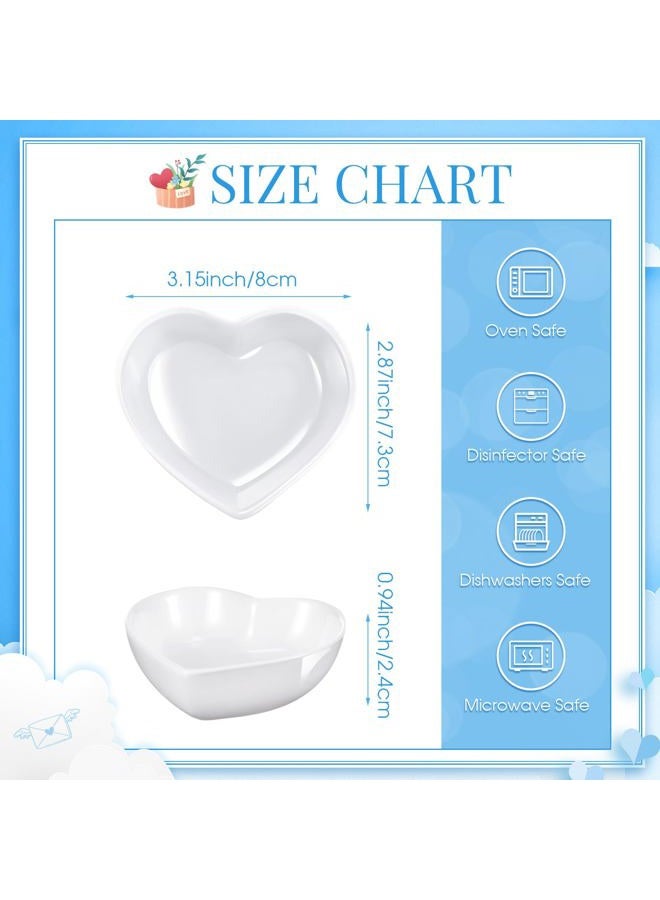 Zopeal 24 Pcs Heart Shaped Bowls Ceramic Dishes Heart Plates Multipurpose Salad Appetizer Plates Cooking Gift for Candy Sauce Sushi Dipping Serving Wedding Anniversary (White) - Image 3