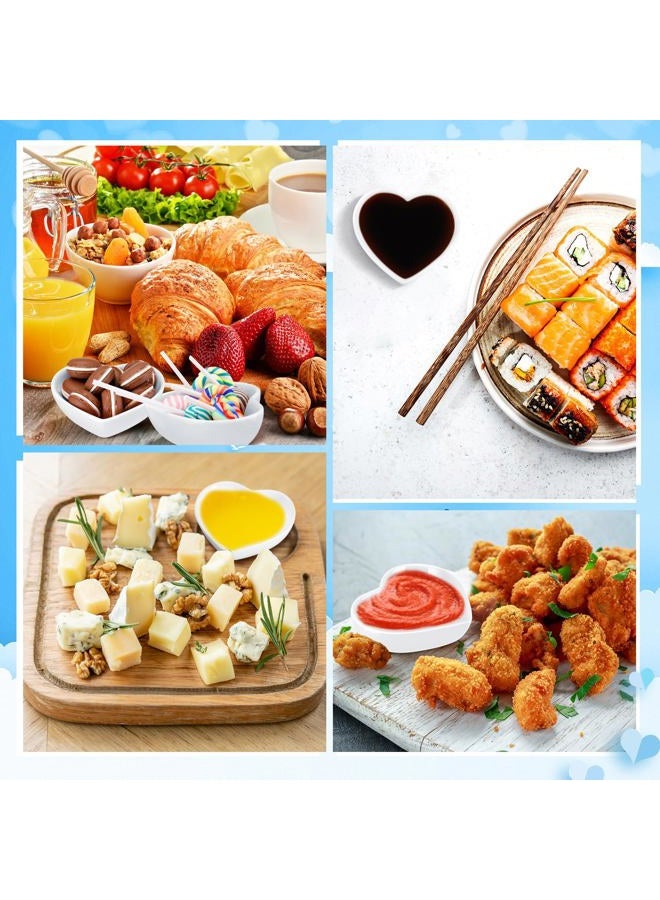 Zopeal 24 Pcs Heart Shaped Bowls Ceramic Dishes Heart Plates Multipurpose Salad Appetizer Plates Cooking Gift for Candy Sauce Sushi Dipping Serving Wedding Anniversary (White) - Image 4