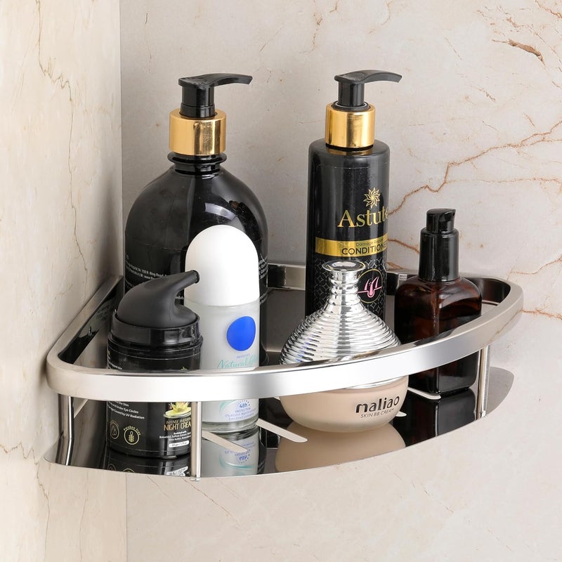 Bathroom Wall Shelf Bathroom Accessories Kitchen Bathroom Storage Rack Rustproof Metal Design (Stainless Steel Bathroom Corner Rack)