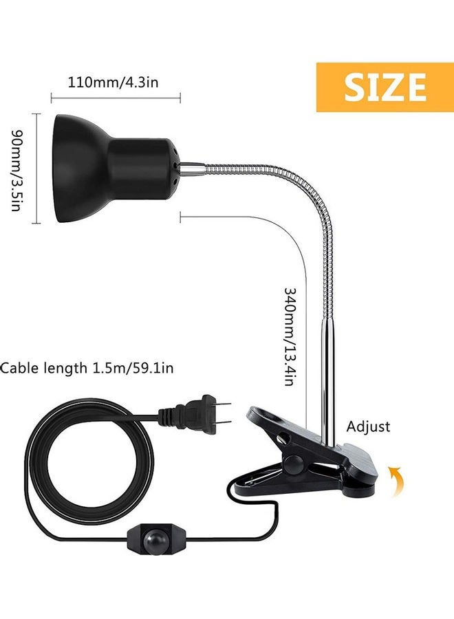 B&K مصباح حراري للزواحف، مصباح مشبك لحوض السمك حامل قابل للتعديل ودرجة الحرارة مع مشبك قابل للدوران 360 درجة لحوض السمك ثعبان السلحفاة - Image 4