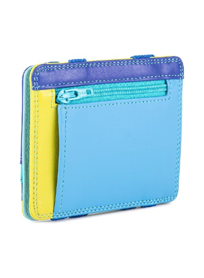Mywalit Nappa Leather Magic Wallet with RFID – Slim Men’s & Women’s Wallet with Magic Elastic Note Straps, 3 Card Slots & Zip Coin Pocket – Premium Colourful Leather Wallet - Seascape - Image 2