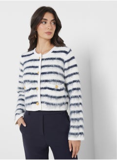 4th & Reckless Stipe Button Detail Cardigan  - Image 1