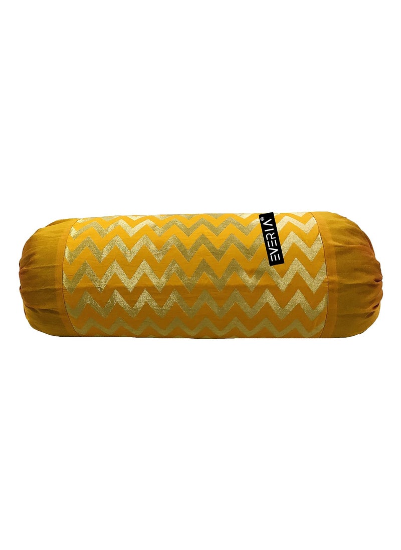 EVERIA EVERIA Jacquard Silk Bolster Cover 16x31 inch Pack of 2 YellowGold  - Image 2
