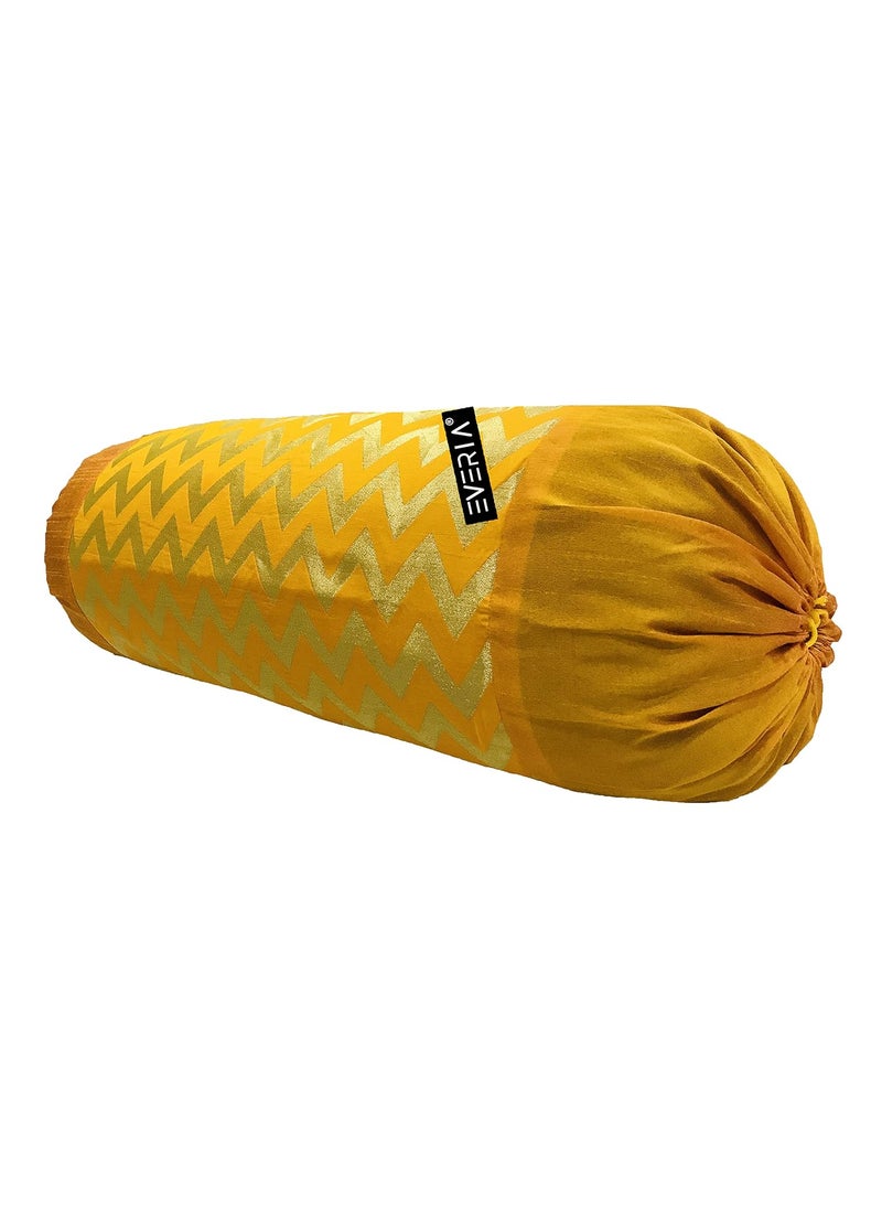 EVERIA EVERIA Jacquard Silk Bolster Cover 16x31 inch Pack of 2 YellowGold  - Image 3