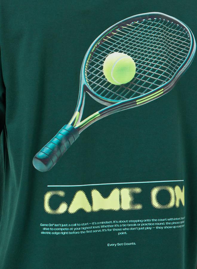 ستايلي تيشيرت بقصة واسعة وطبعة تنس جرافيك - Image 4