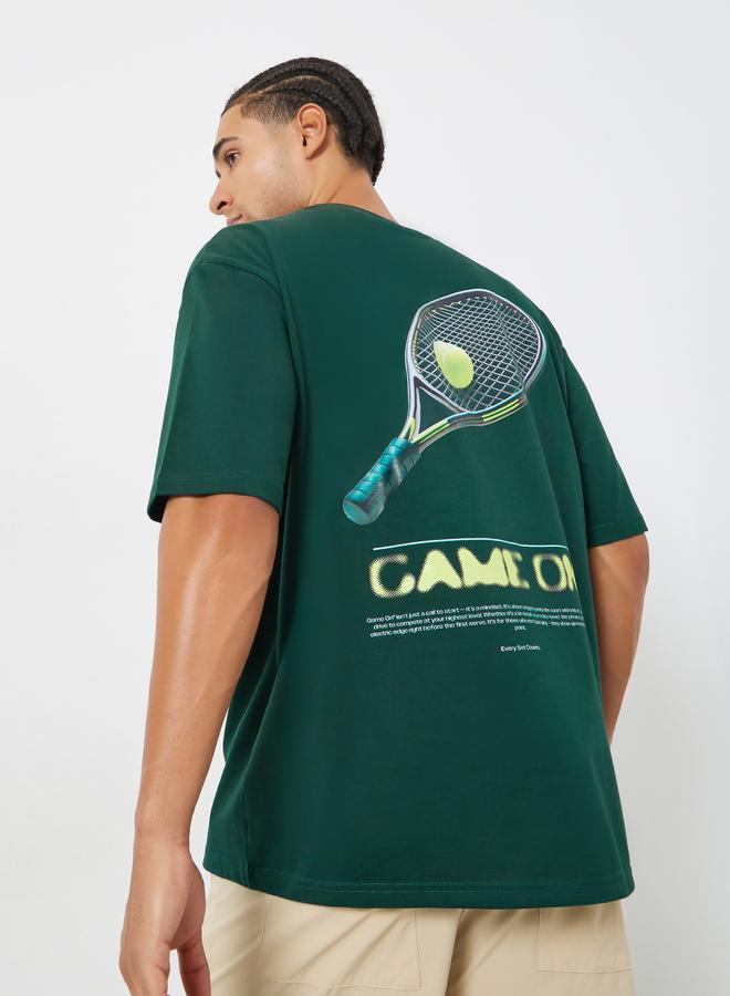 ستايلي تيشيرت بقصة واسعة وطبعة تنس جرافيك - Image 5