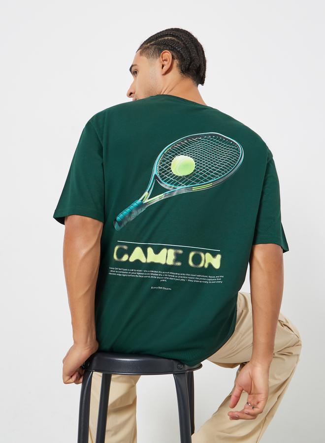 ستايلي تيشيرت بقصة واسعة وطبعة تنس جرافيك - Image 3