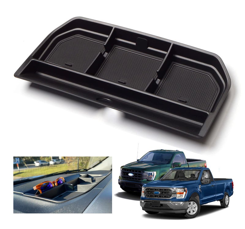 XXCIWP 2024 2023 F150 Center Console Dash Storage Tray for 2021 2022 2023 2024 Ford F150 Dash Center Console Tray Ford F150 2022 Accessories F150 Dashboard Storage Organizer Sunglass Holder 2023 F150
