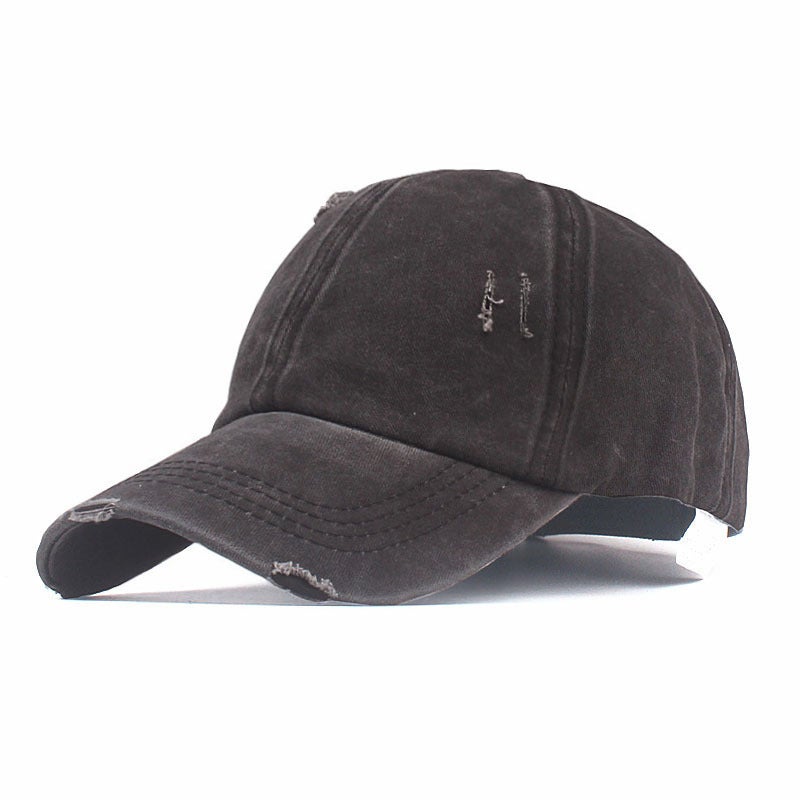 Baseball Cap New Washed Ponytail Cotton Men  Sun Protection  Hat - Image 1