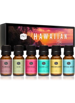 P&J Trading P&J Trading Fragrance Oil Hawaiian Set | Hibiscus, Island Life, Hawaiian Ginger, Tropical Breeze, Plumeria, Aloe Scents for Candle Making, Freshie Scents, Soap Making Supplies, Diffuser Oil Scents 