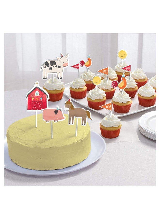 Amscan Premium Multicolor Paper Barnyard Birthday Bash Topper Kit - 10.25" x 3.75" (12 Pc) - Adorable Animal-Themed Party Décor for Kids - Image 1