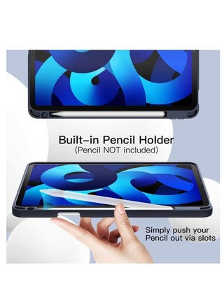 Case for iPad Air 11-Inch M2 (2024), iPad Air 5/4 (2022/2020 5th/4th 10.9-Inch) Built-in Pencil Holder Flexible Back Cover, Trifold Stand, Auto Sleep Wake Rebound Series Blue - view 5
