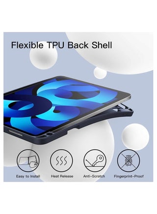 Case for iPad Air 11-Inch M2 (2024), iPad Air 5/4 (2022/2020 5th/4th 10.9-Inch) Built-in Pencil Holder Flexible Back Cover, Trifold Stand, Auto Sleep Wake Rebound Series Blue - view 3