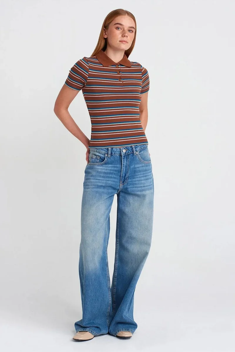 DILVIN High-Waist Wide-Leg Cotton Denim Jeans