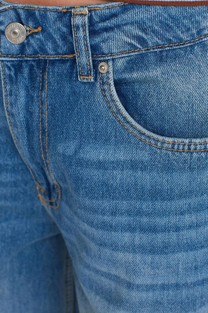 Dilvin Light-Mid Blue Denim DILVIN High-Waist Wide-Leg Cotton Denim Jeans for Women | Best Price UAE