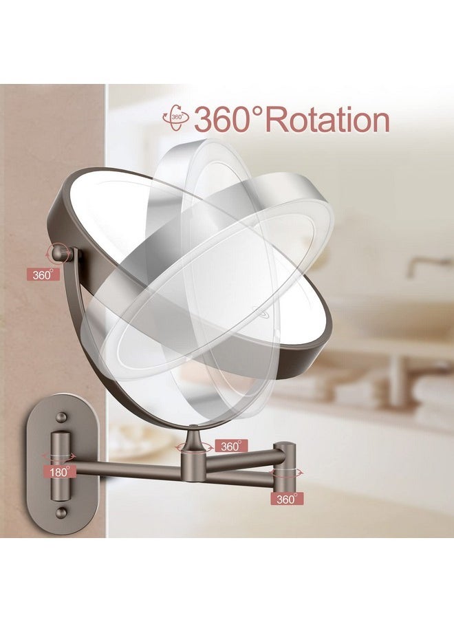 FASCINATE Rechargeable Wall Mounted Lighted Vanity Mirror 8 Inch 1X/10X Magnifying Makeup Mirror With 3 Color Lights, Double Sided Dimmable, 360 Degree Screen Touch,Bathroom Shaving Mirror (Gunblack)  - Image 4