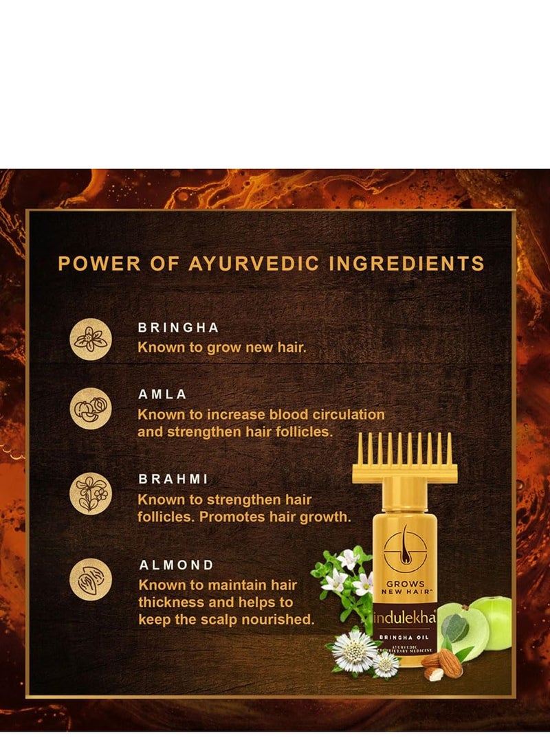 INDULEKHA - Bringha Ayurvedic Hair Oil 100 ml Hair Fall Control and Hair Growth with Bhringraj and Coconut Oil - Comb Applicator Bottle for Men and Women - Image 1